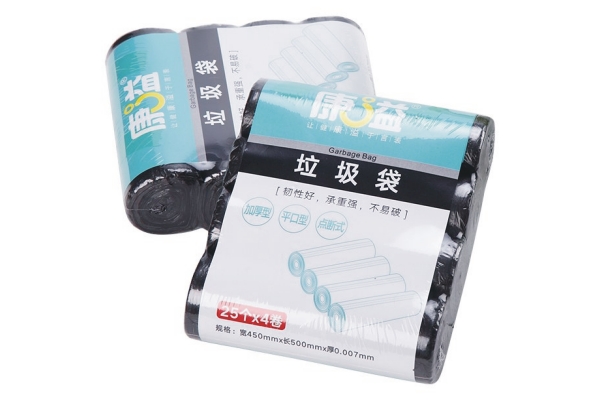 康溢厚实平口垃圾袋45cmX50cm(黑色25个X4卷）